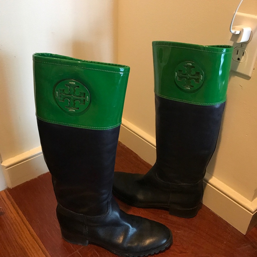 Tory Burch Navy Blue Knee High Boots