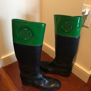 Tory Burch Navy Blue Knee High Boots