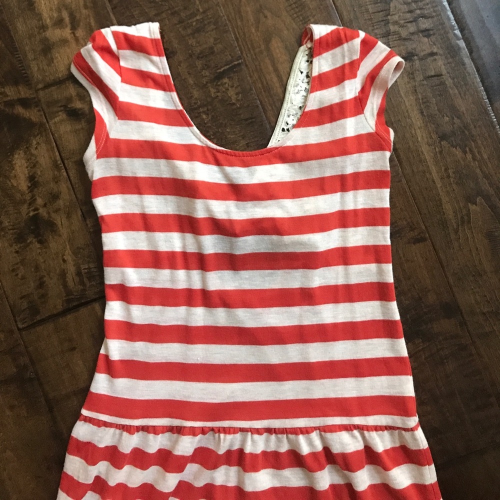 Burnt orange and cream dress