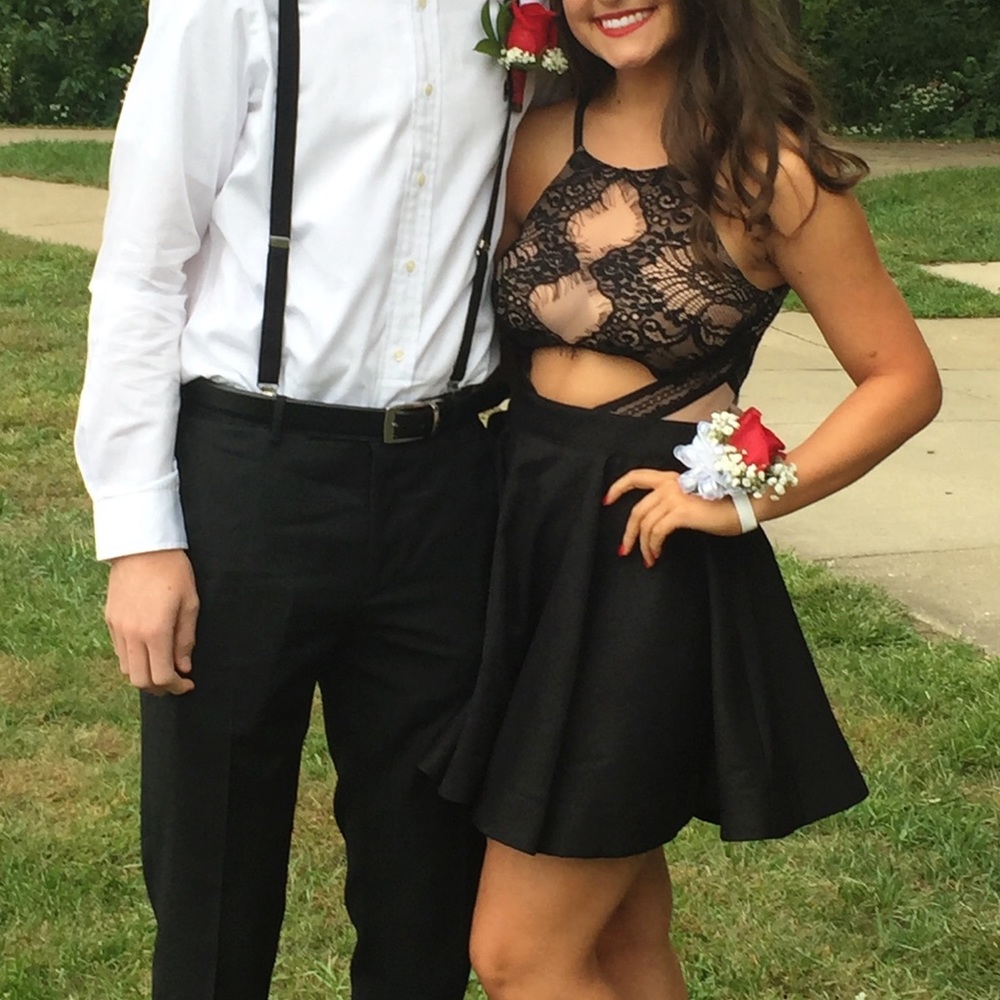 Black lace homecoming dress