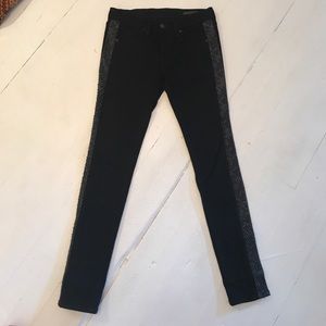 Rag & Bone black denim w/ leather and bead detail