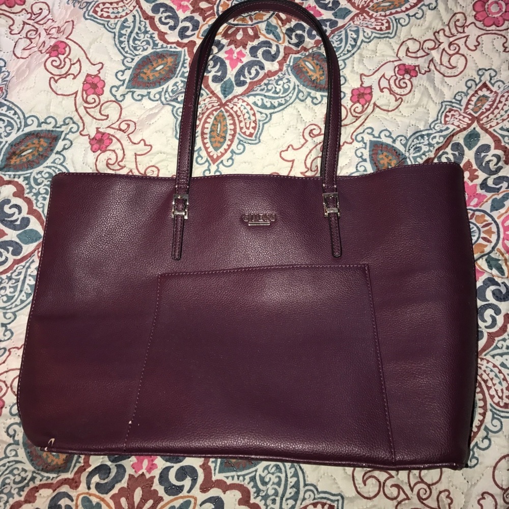Burgundy Guess Tote Bag