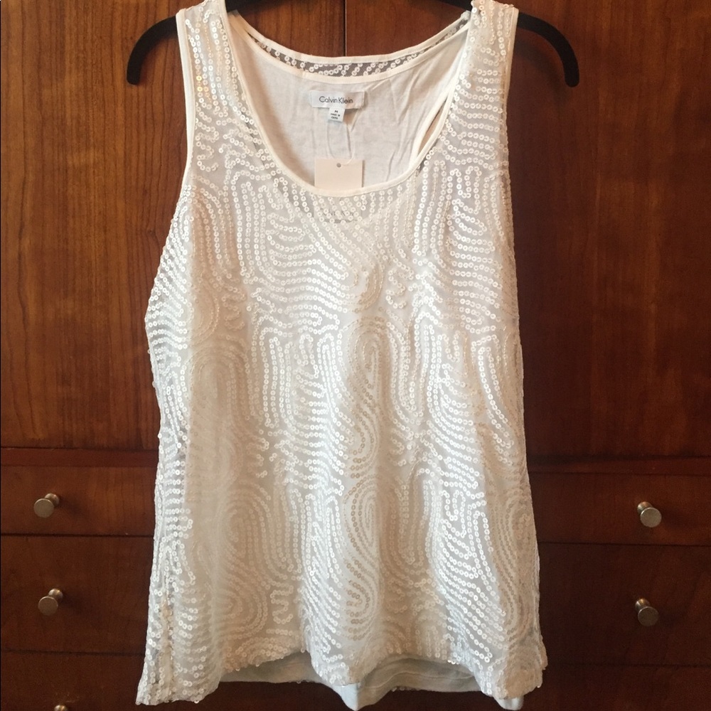 White sequin tank