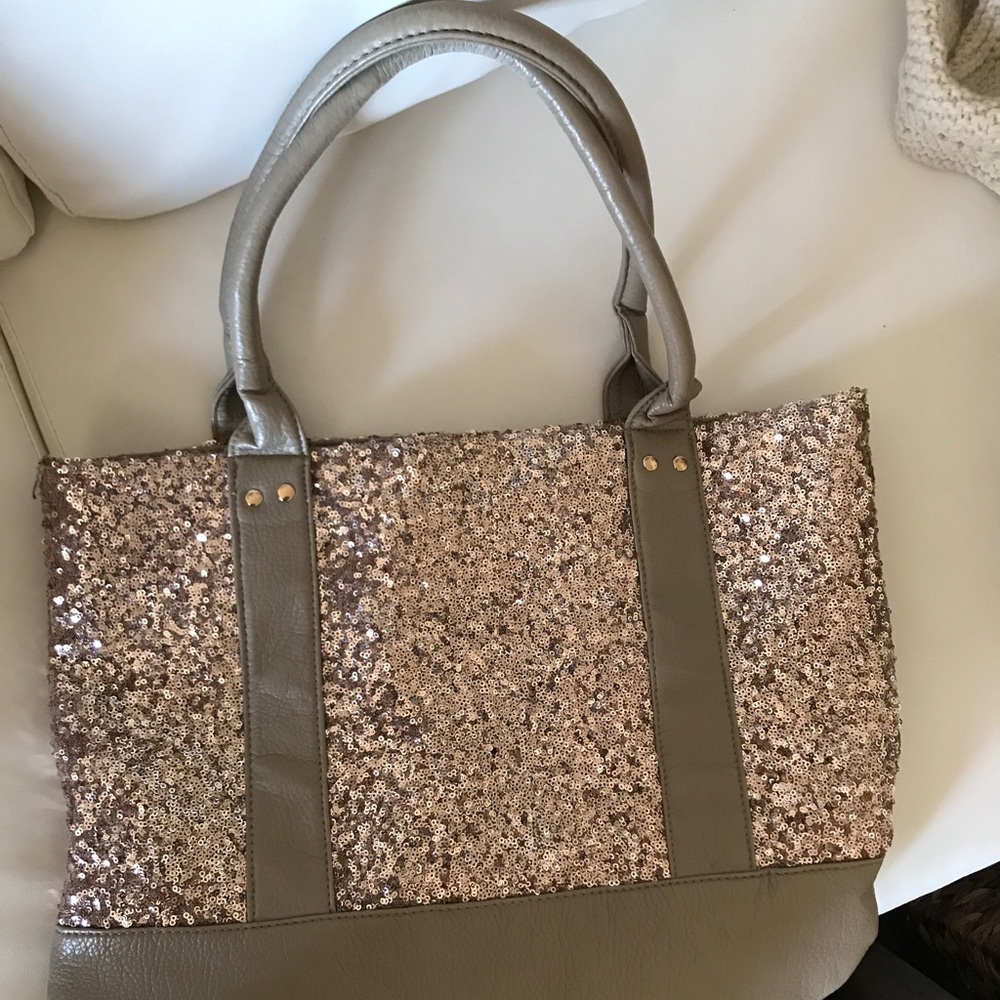 Rose gold sequin purse
