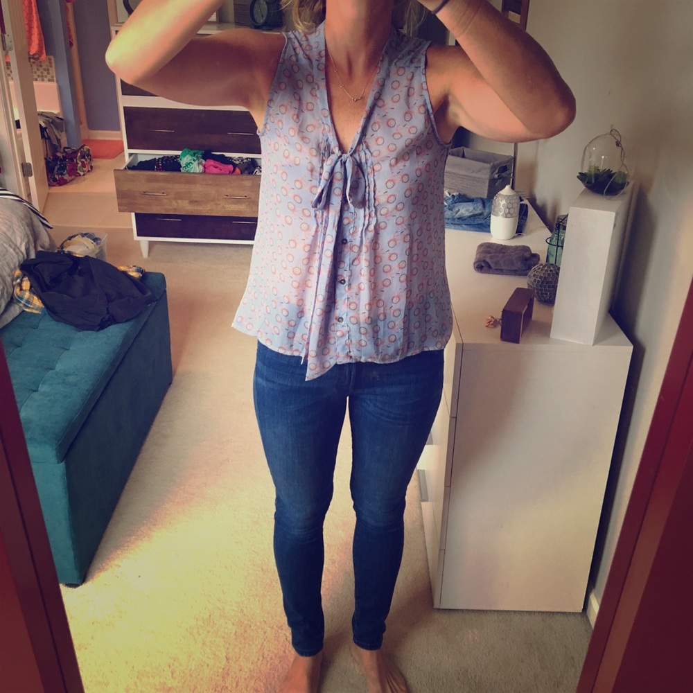 Bicycle print sheer style tank