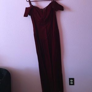 Deep red off the shoulder dress