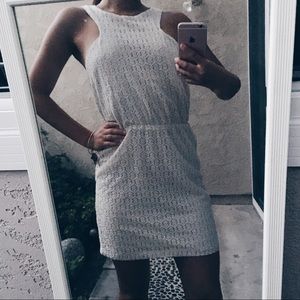 White lace high neck dress