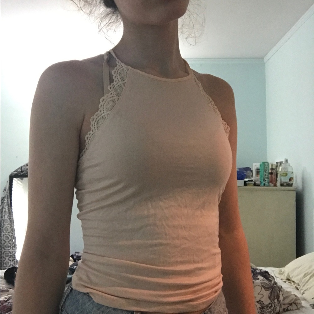 Forever 21 Light pink cute lace high neck top