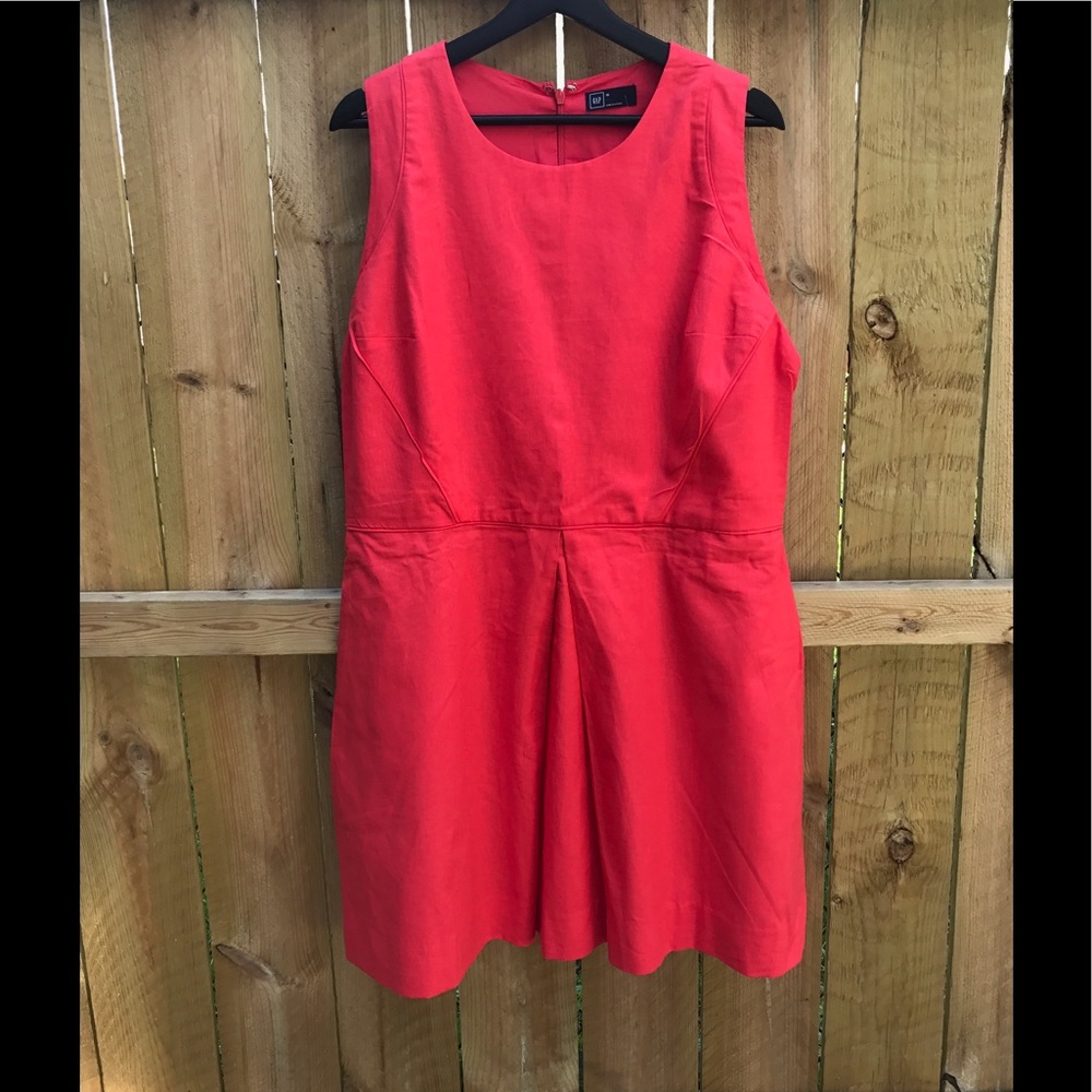 NWT - GAP coral pink fit and flare linen dress
