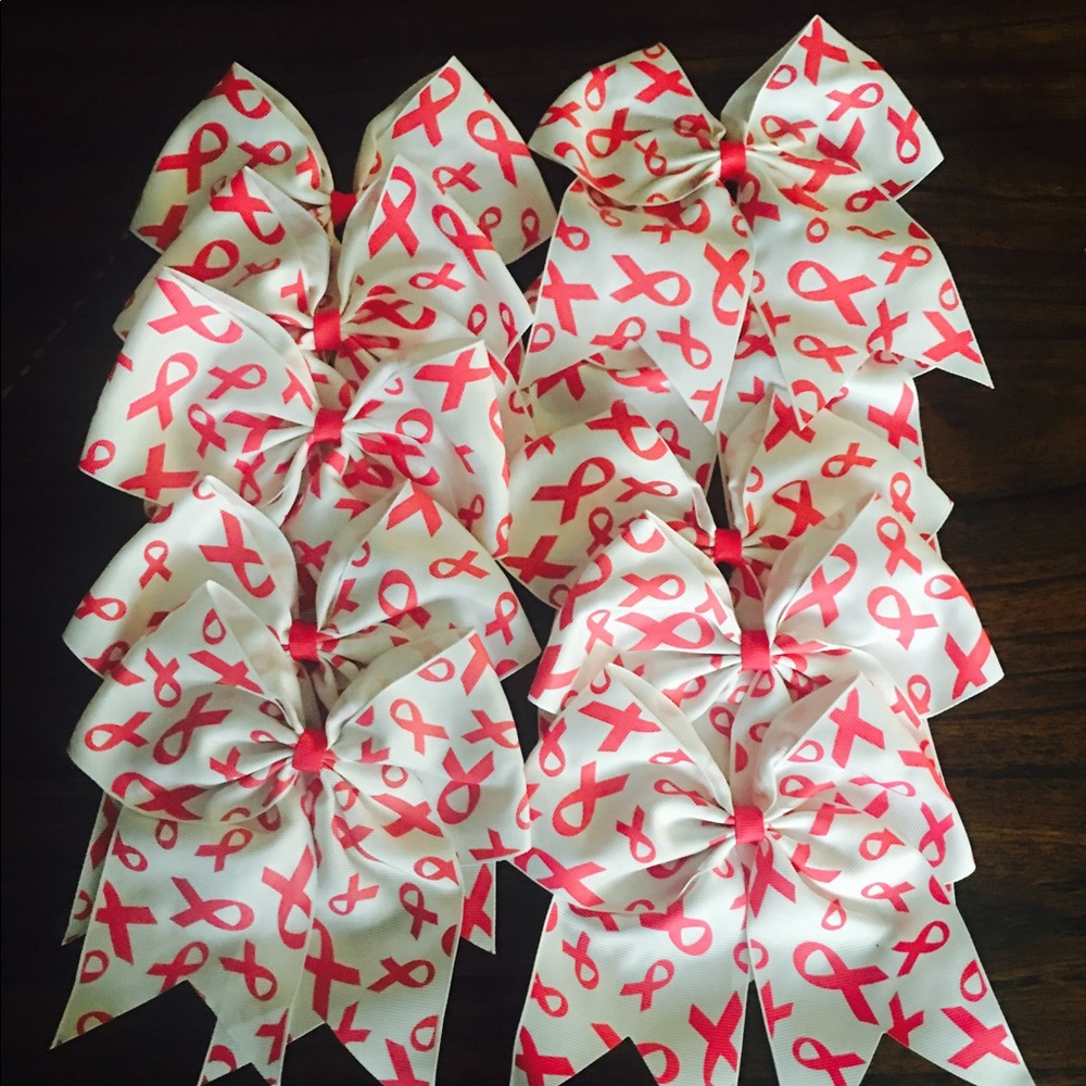 Lot of 10 pink & white hair bows.