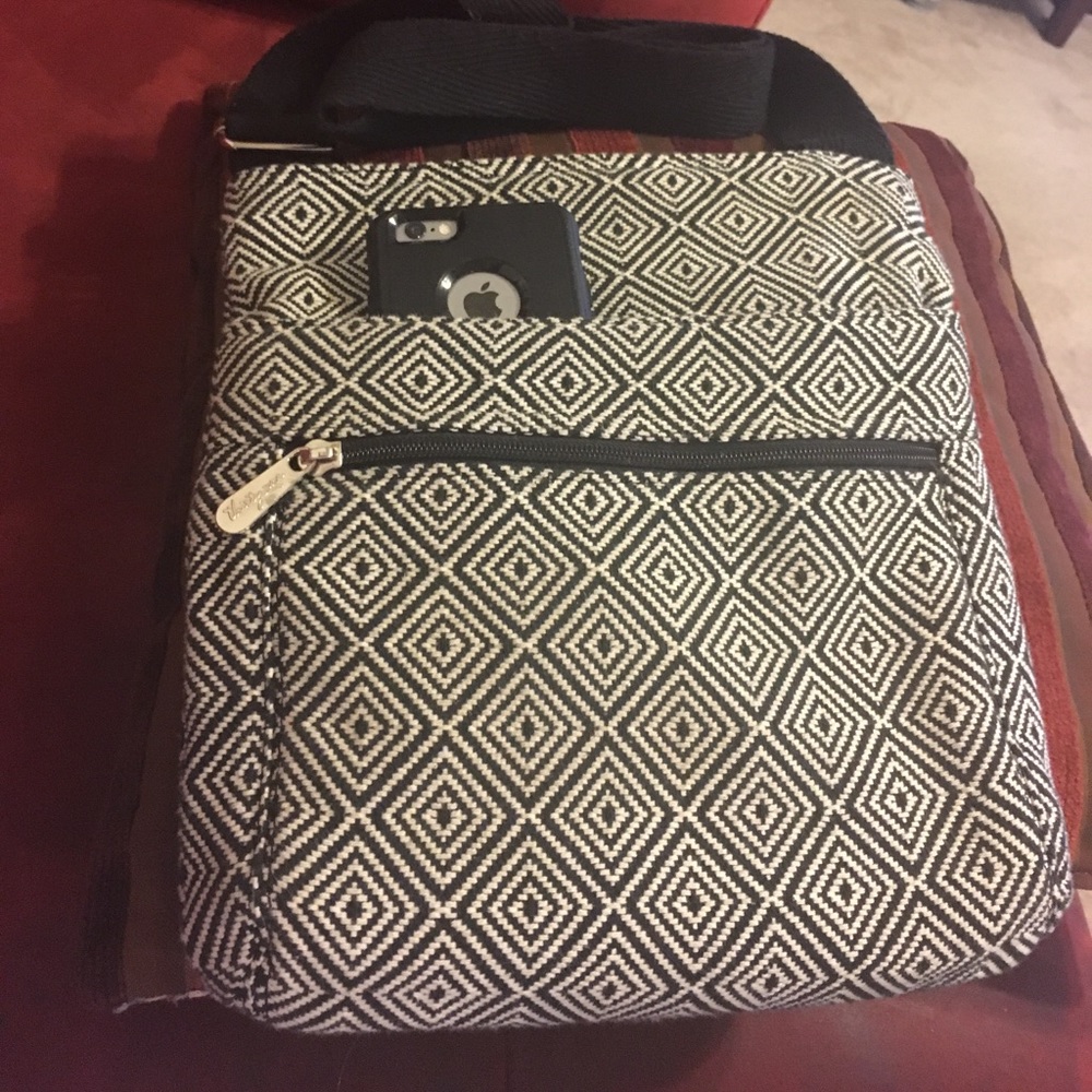 Thirty-one Gray and white cross-body purse