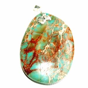 Blue sea sediment jasper pendant 1 3/4"