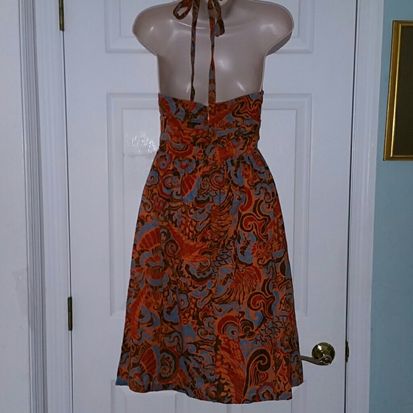 ANTHROPOLOGIE TROPICAL PRINT ROPE TIE HALTER DRESS - Picture 3 of 6