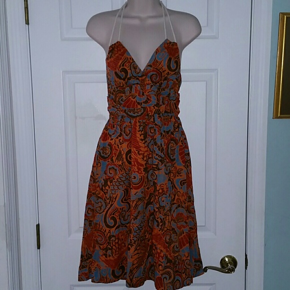 ANTHROPOLOGIE TROPICAL PRINT ROPE TIE HALTER DRESS - Picture 4 of 6