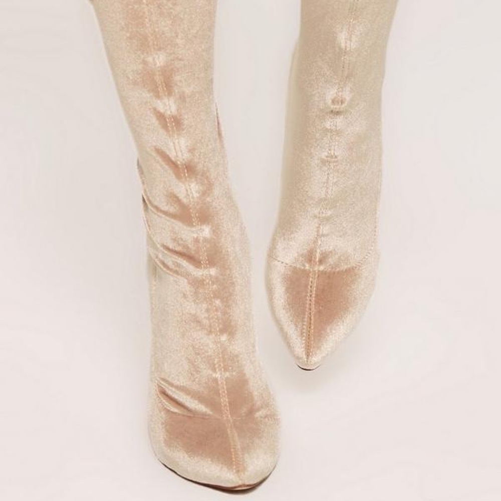 🍦 MISSGUIDED NUDE ANKLE BOOTIES & CLEAR HEEL 🍦