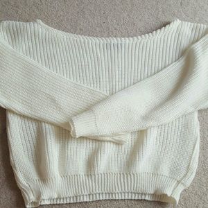 Crop off shoulder sweater