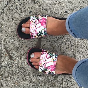 Floral Adidas Slides