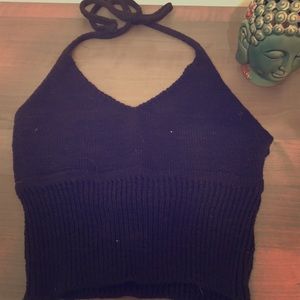 Black halter crop top