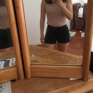 Black high- waisted shorts