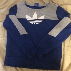 Adidas Grey and Blue Trefoil Sweater