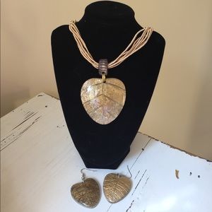 🍂Gold Leaf Necklace and Earring Set🍂