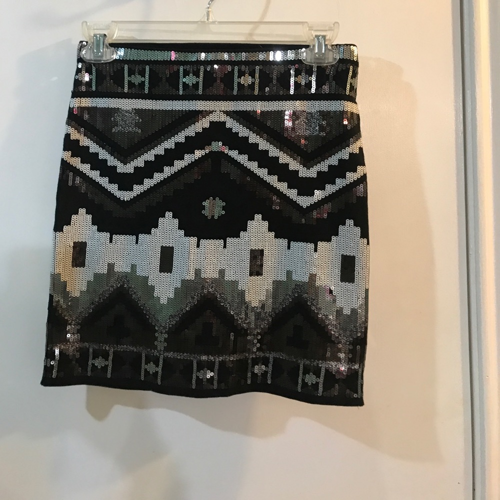 Black, grey, and silver skirt