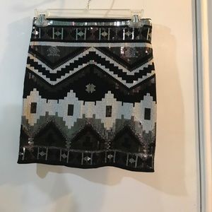 Black, grey, and silver skirt