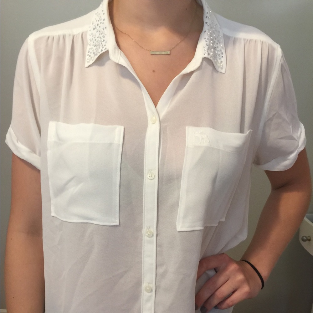 Abercrombie & Fitch White embellished shirt S