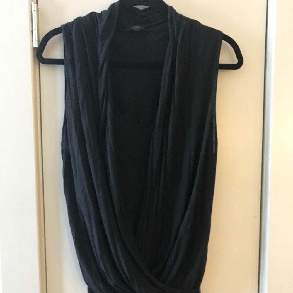 SEN BLACK COTTON CROSSOVER TOP WITH ATTACHED TANK