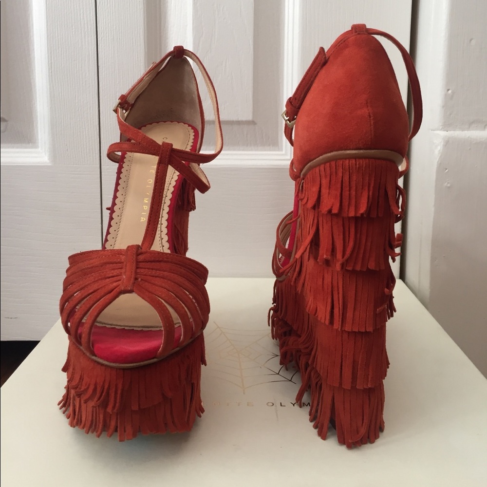 Charlotte Olympia fringe wedge heels- sz 39