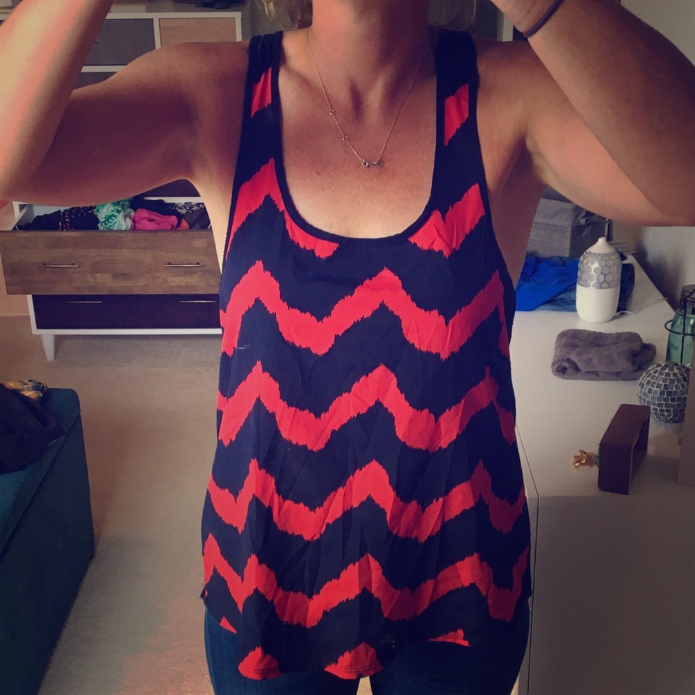 Red and blue racer back tank