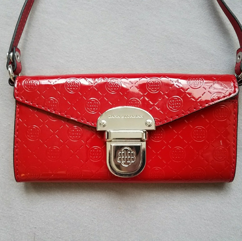 Patent leather red cross body/clutch