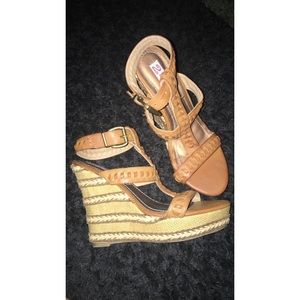 Crotchet brown and tan wedges