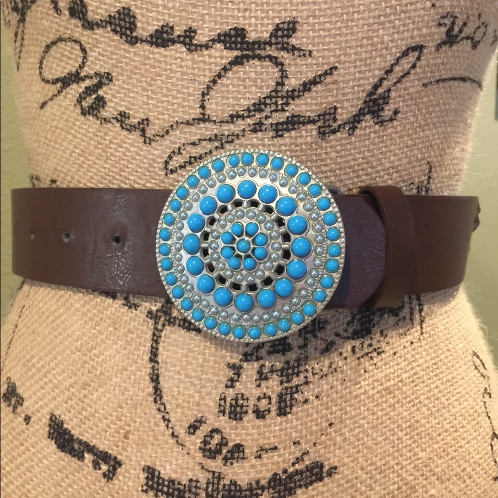 Justice Cute faux leather and faux turquoise belt