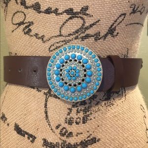 Justice Cute faux leather and faux turquoise belt