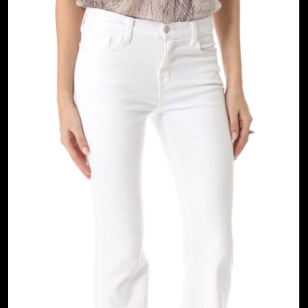 VINCE white high-rise boot cut jeans
