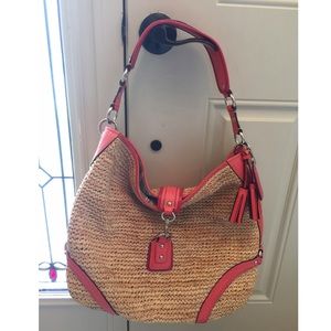 COACH straw bag and matching wallet