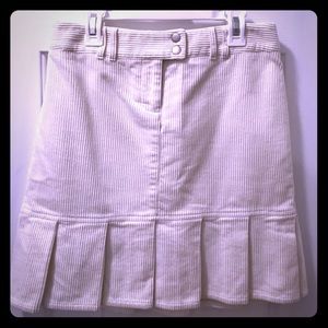 Ann Taylor Cream Corduroy Pleated Skirt 🌷 0P