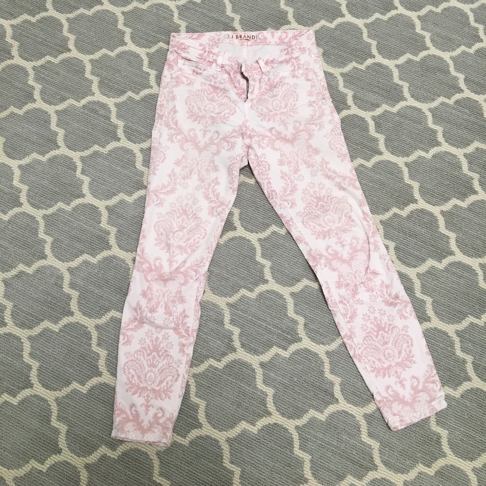 J Brand blush colored patterned jeans