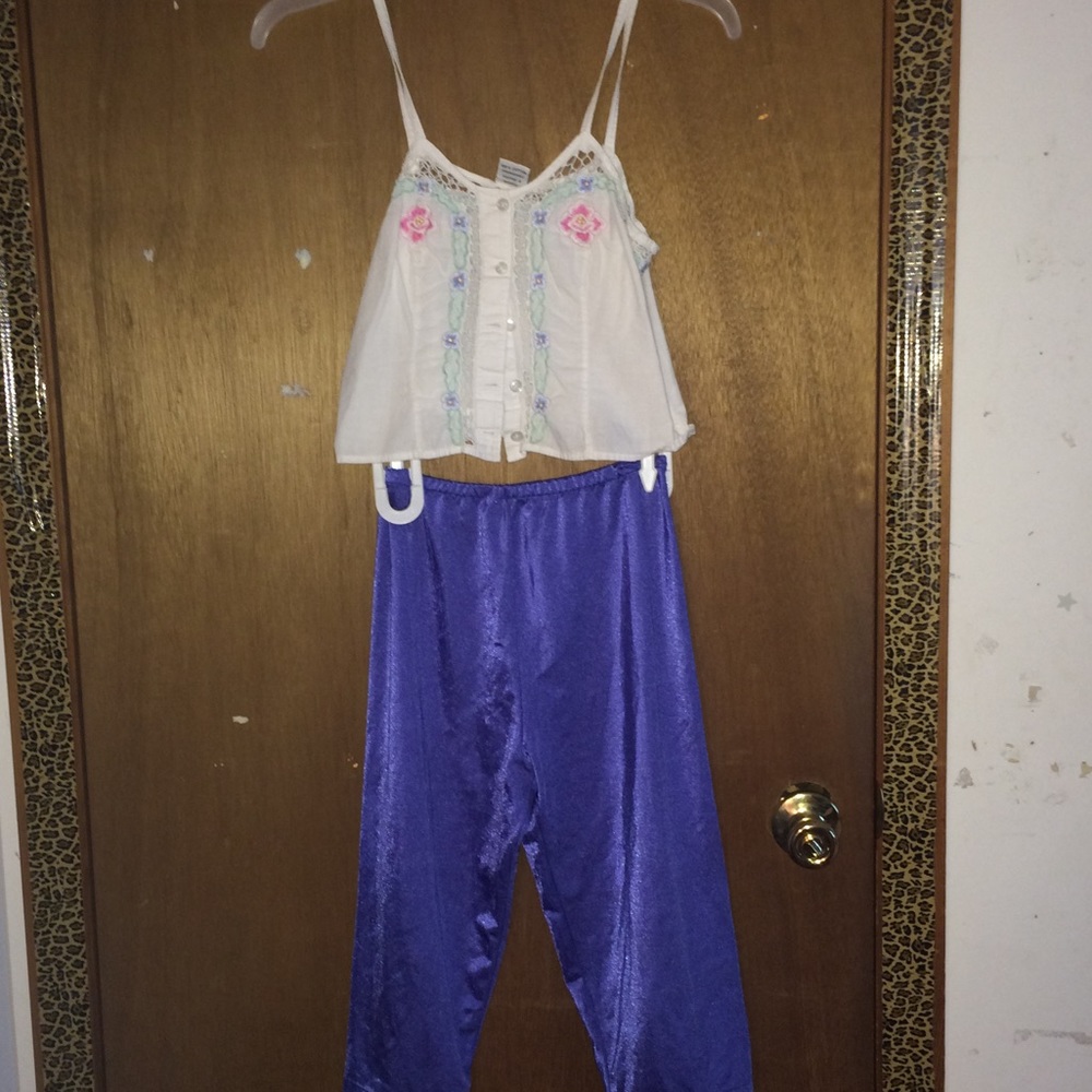 Blue satin esque leggings