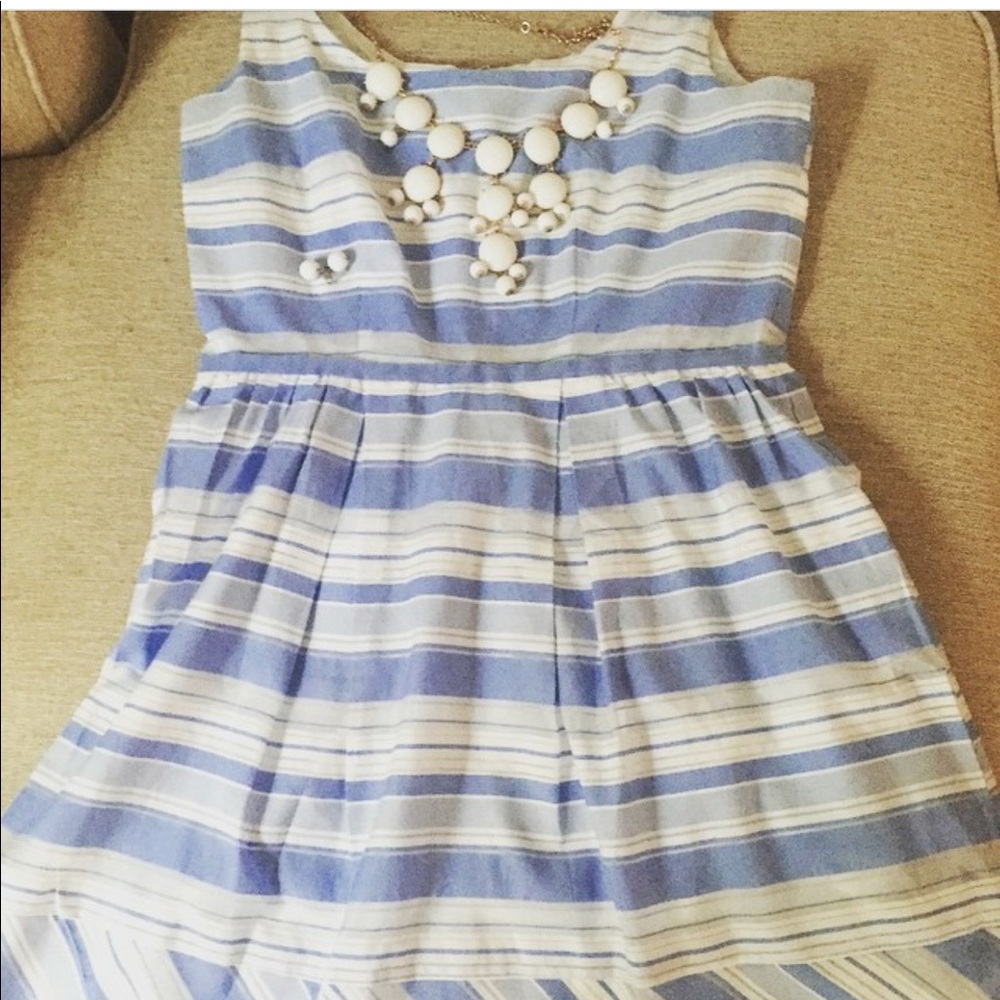 Light blue and white striped dress