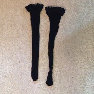 Black knee socks/stockings/tights with lace detail