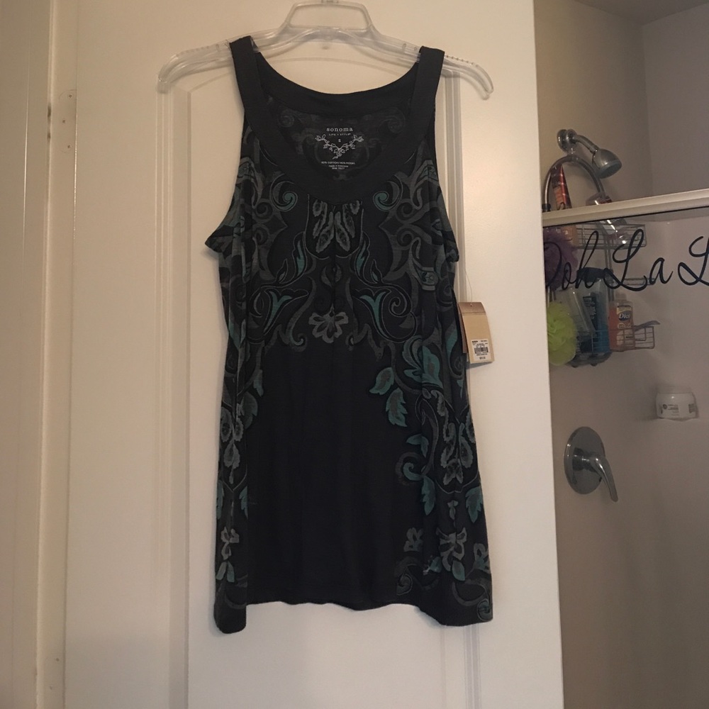 Gray and turquoise tank top