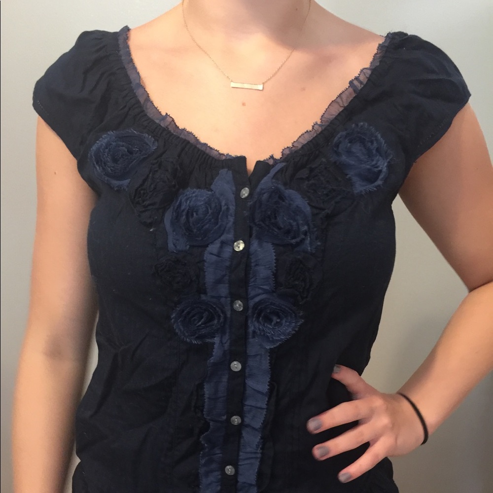 Navy Abercrombie kids embellished top. Size L
