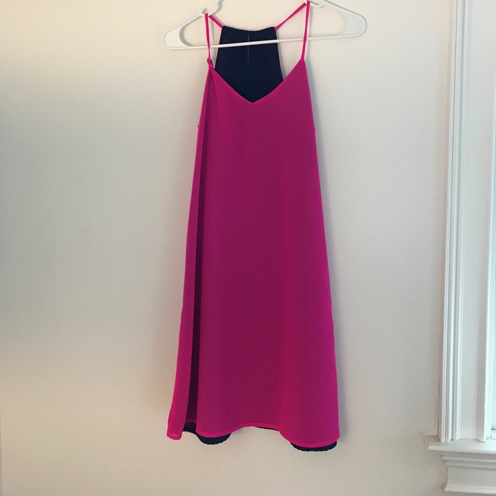 Almost Pink reversible pink/navy blue dress