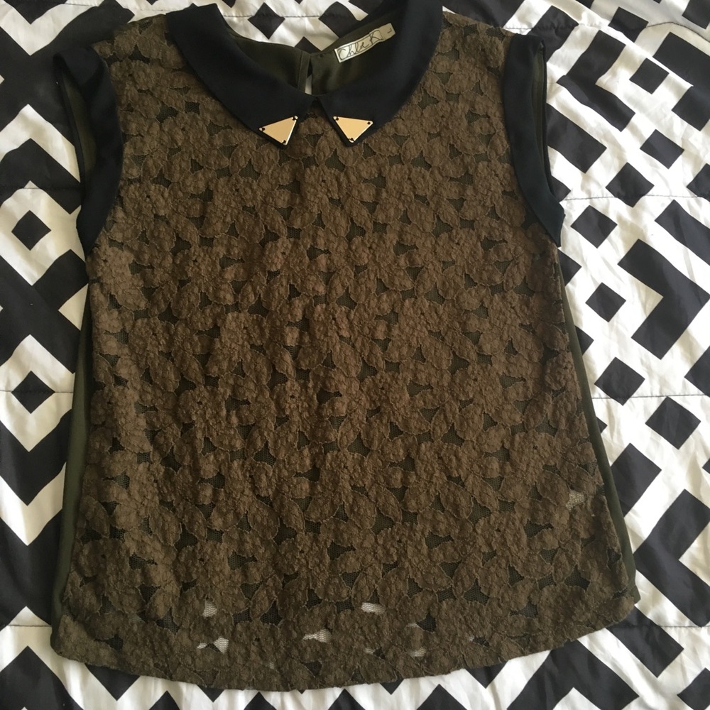 Olive/ black top