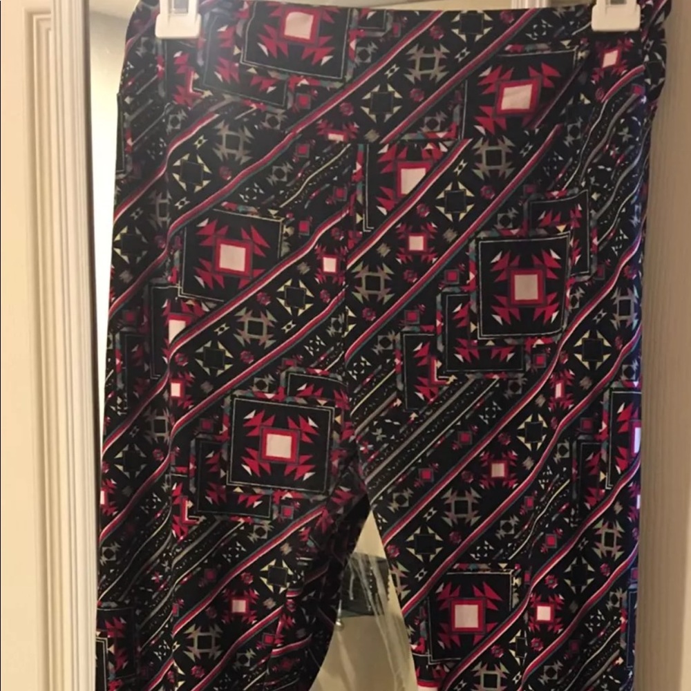 Lula Roe OS Leggings black and pink