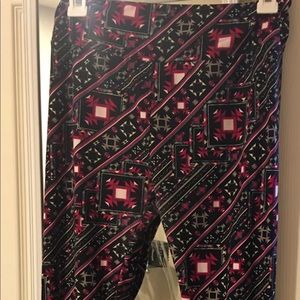 Lula Roe OS Leggings black and pink