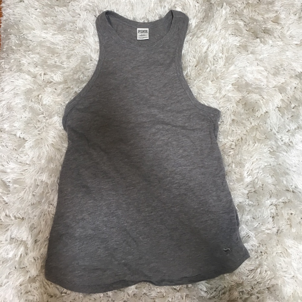 VS PINK grey high neck sleep tank