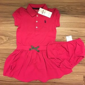 Dark Pink Ralph Lauren Polo Dress +Bloomers 18M
